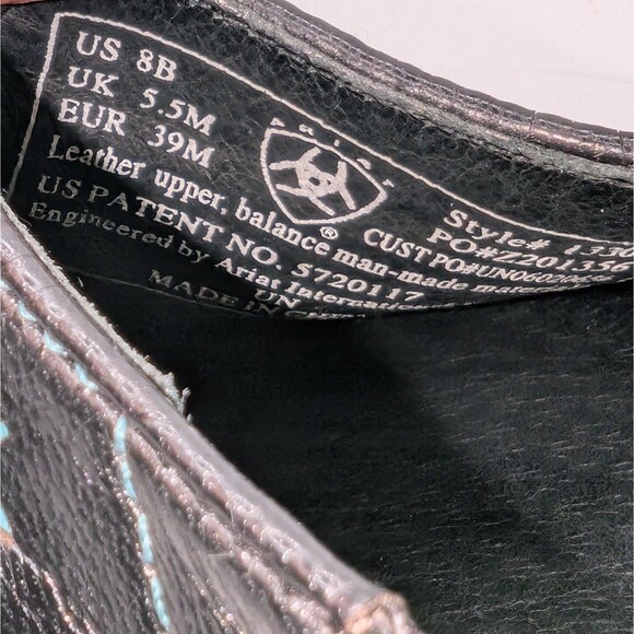 Ariat Women's Desert Star Black Turquoise Mules Leather Western Cowgirl Size 8 - Picture 8 of 8